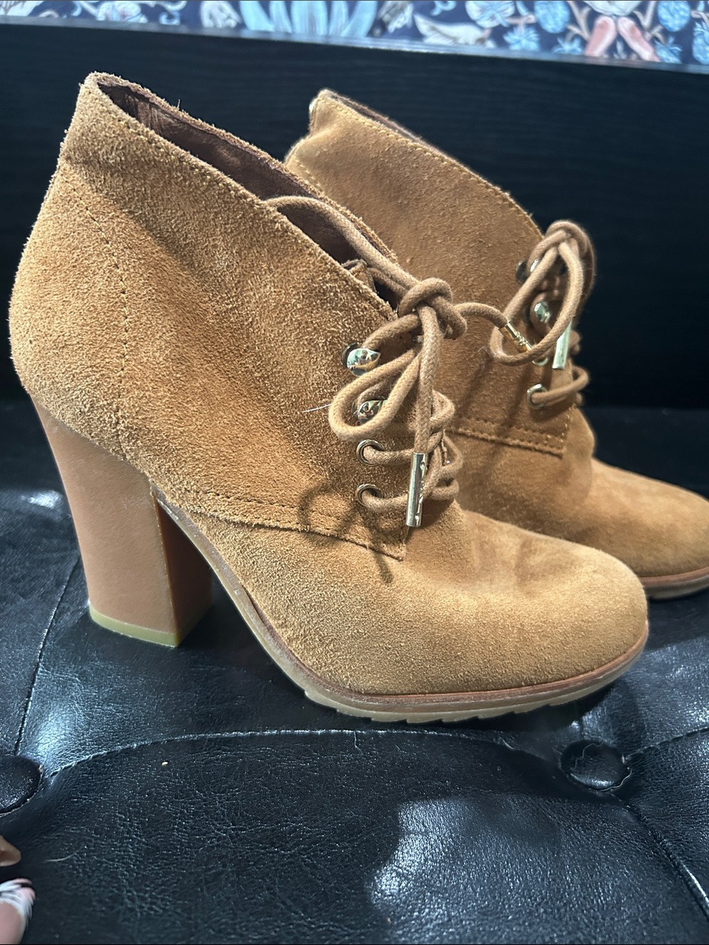 MICHAEL Michael Kors Elliot Suede Lace-Up Ankle Booties in Tan